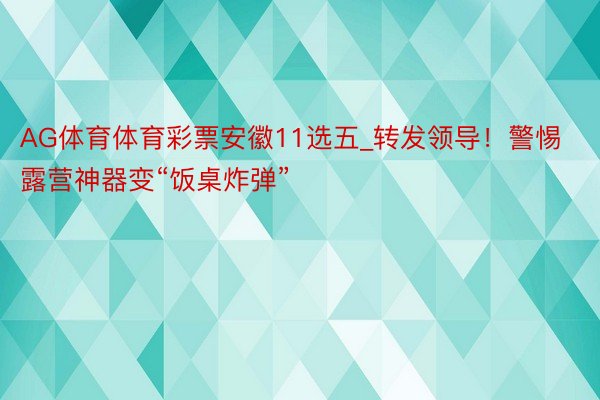 AG体育体育彩票安徽11选五_转发领导！警惕露营神器变“饭桌炸弹”