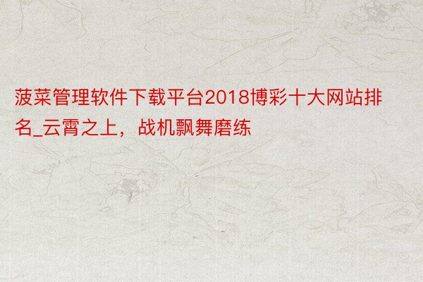 菠菜管理软件下载平台2018博彩十大网站排名_云霄之上，战机飘舞磨练