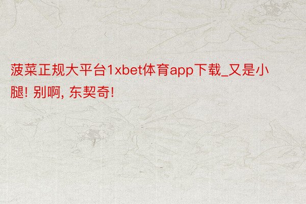 菠菜正规大平台1xbet体育app下载_又是小腿! 别啊, 东契奇!