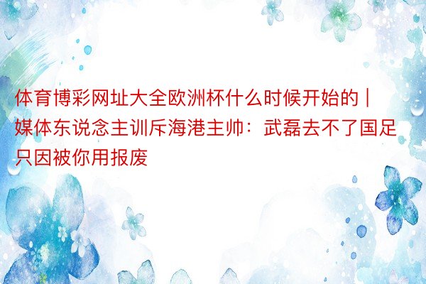 体育博彩网址大全欧洲杯什么时候开始的 | 媒体东说念主训斥海港主帅：武磊去不了国足 只因被你用报废