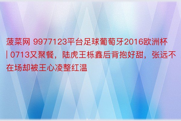 菠菜网 9977123平台足球葡萄牙2016欧洲杯 | 0713又聚餐,陆虎王栎鑫后背抱好甜,张远不在场却被王心凌整红温